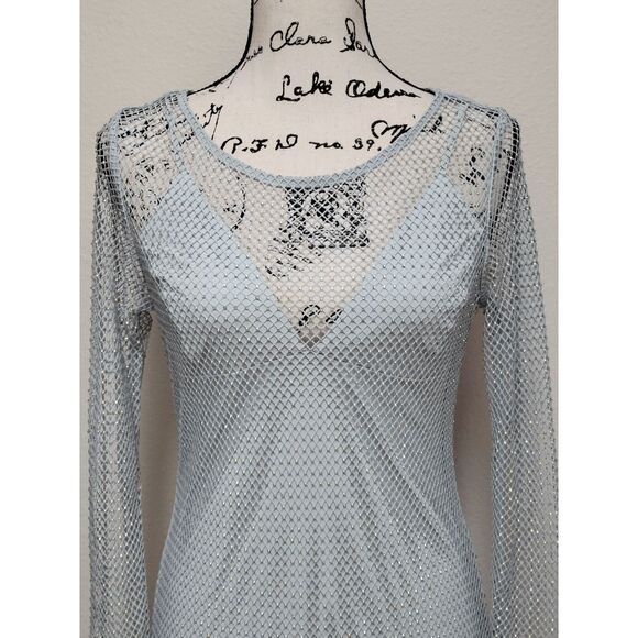 ✨💎 NWT HOUSE OF HARLOW 1960 Long Sleeve Mesh Crystal Rhinestone Maxi Dress Sz S - Picture 5 of 11